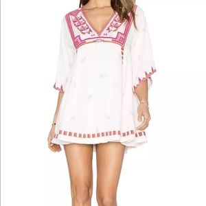 NWD Free People tulum embroidered mini dress Ivory